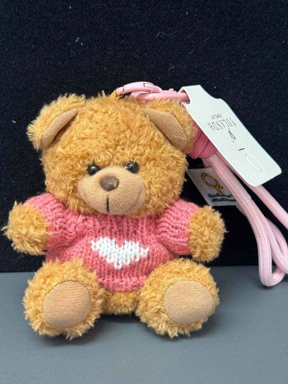 Yolanda Brown Plush Teddy Bear Bag Charm Keychain Knit Sweater NWT